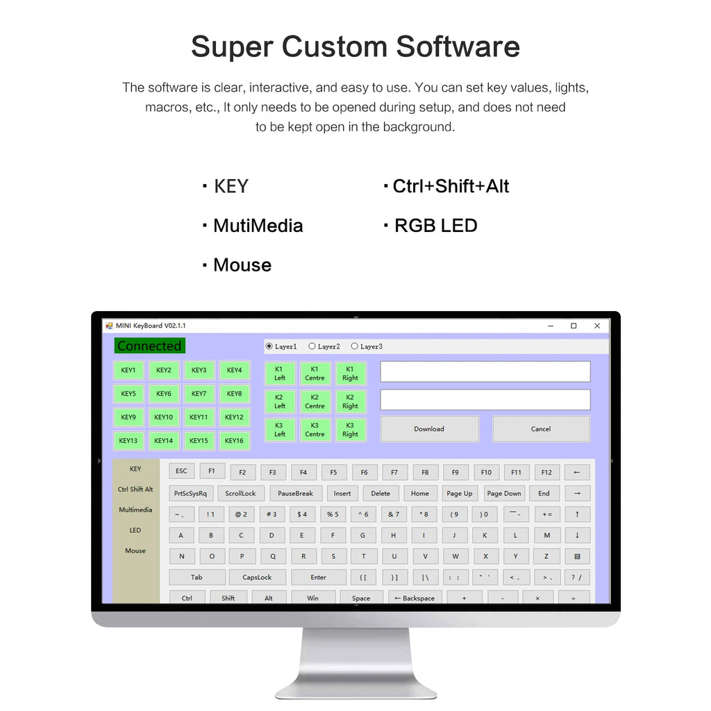 RGB 3 Keys Macro Programming Mini Keyboard for Photoshop Gaming Hotswap Programming Keypad Copy Paste Mini Button Macropad