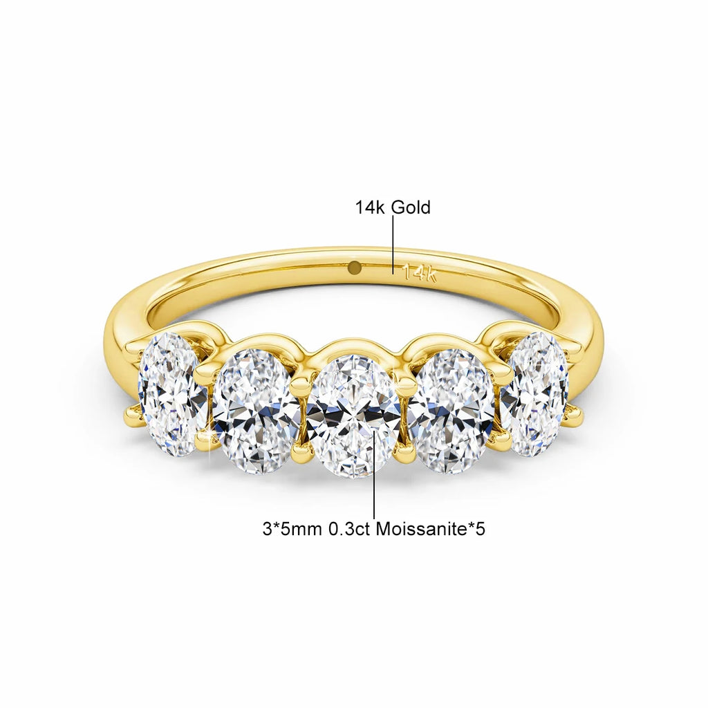 Real 14k Gold Oval Moissanite Eternity Ring Wedding Band For Women AU 585 K Gold Fine Jewelry Engagement Gift With Certificate