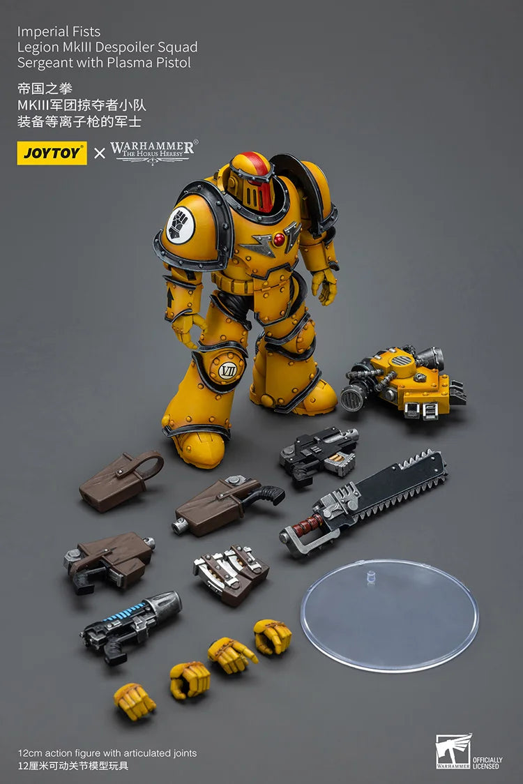 JOYTOY Warhammer „The Horus Heresy“ Imperial Fists Legion MkIII Despoiler Squad Sergeant mit Plasmapistole Actionfigur Puppe