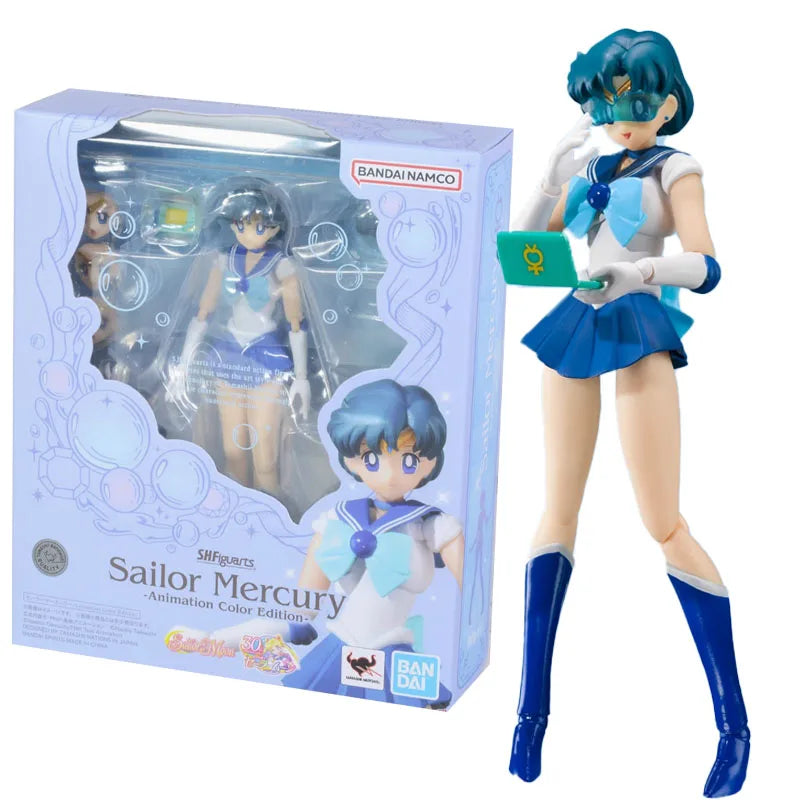 Bandai Original Figur Sailor Moon Anime SHF Sailor Chibi Moon Venus Animation Farbkollektion Modell Aciton Figur Kinderspielzeug