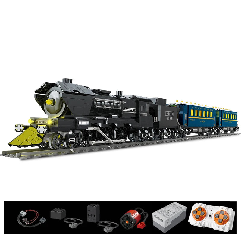 IN STOCK JJ9155 MOC Remote Control Steam Train Building Blocks Assembling Bricks Model Toys for Children Christmas Gift Set