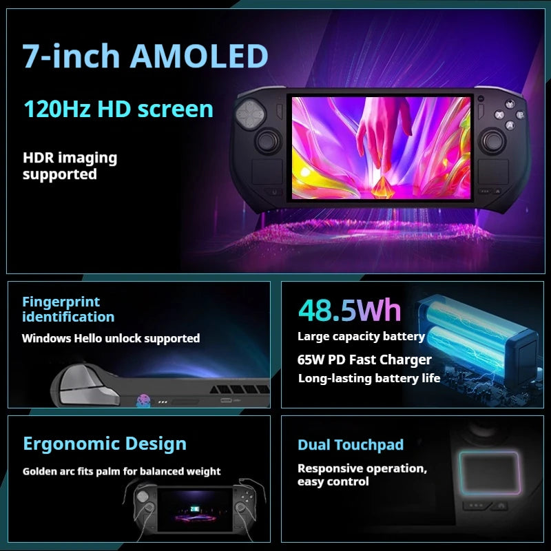2025 New Zotac ZONE Handheld Gaming Player Ryzen7 Win11 8840U 16G RAM 512G Ergonomic Black Myth Wukong 120Hz Gamepad Consolo
