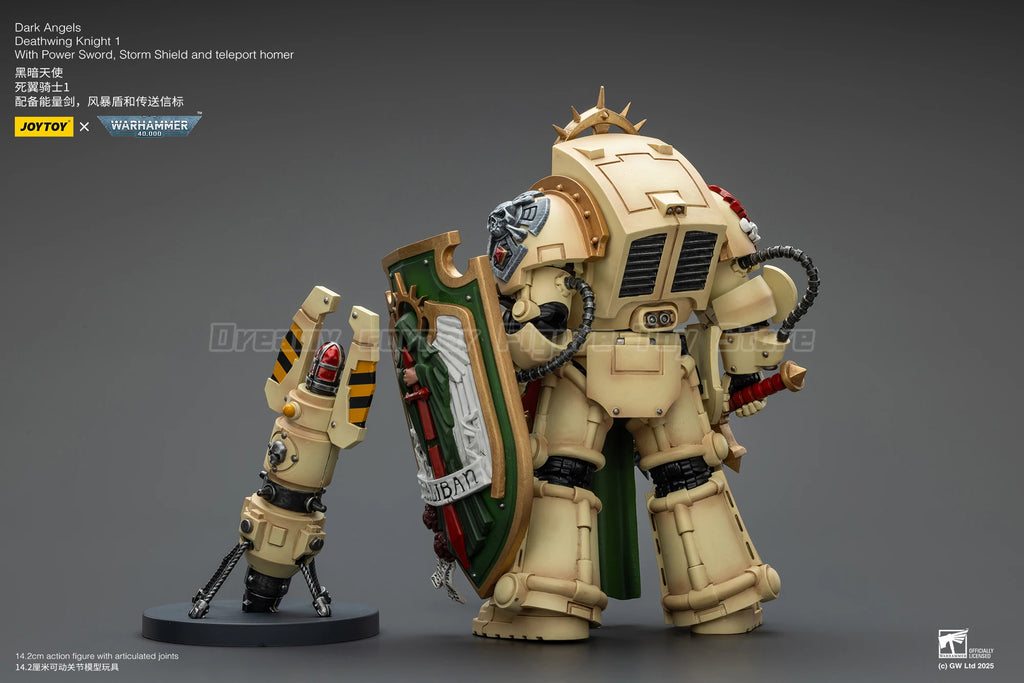 【In Stock】JOYTOY Warhammer 40K Dark Angels Deathwing Knight 1 with Power Sword Storm Shield and Teleport Homer 1/18 Action Figu