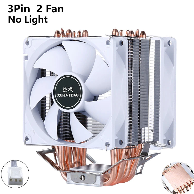 XUANFENG CPU Cooler Fan Computer x79 x99 Processor 2/4/6 Heat pipe 4pin/PWM Compatible LGA2011-3 2066 115x 1200 1700 AMD AM4 AM5