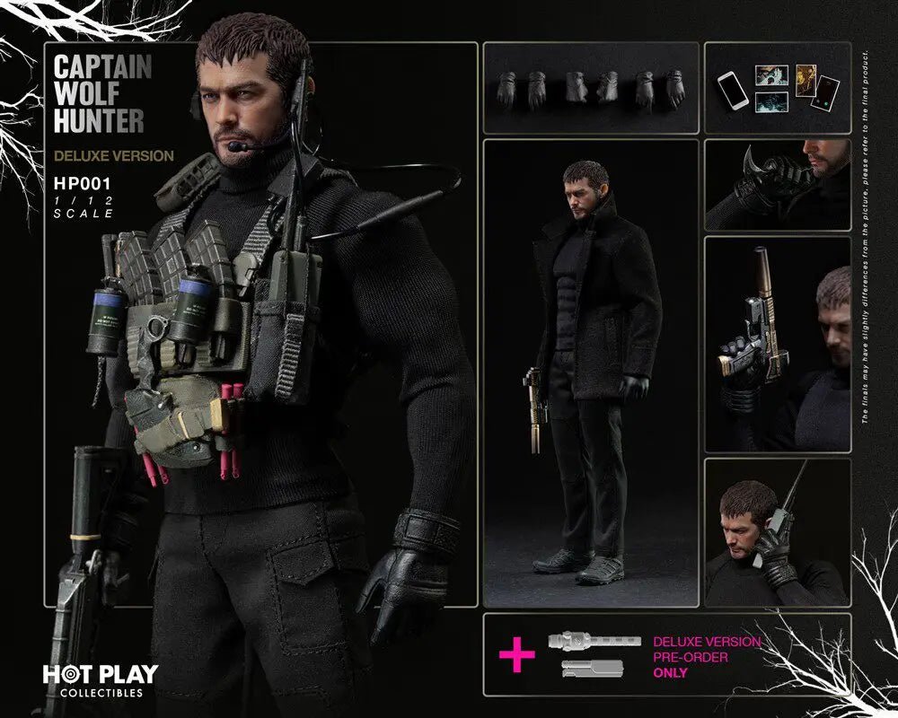 HOTP PLAY 1/12 HP001 Wolf Team Leader Action Figure Captain Wolf Hunter Deluxe Version Figures Model Doll Collection Statue Gift