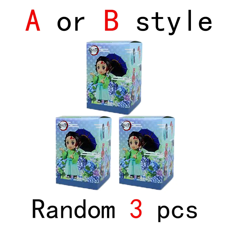 Demon Slayer Plum Rain Series Blind Box Nezuko Tanjiro Q Version PVC Figures Mystery Pack Birthday Christmas Gift