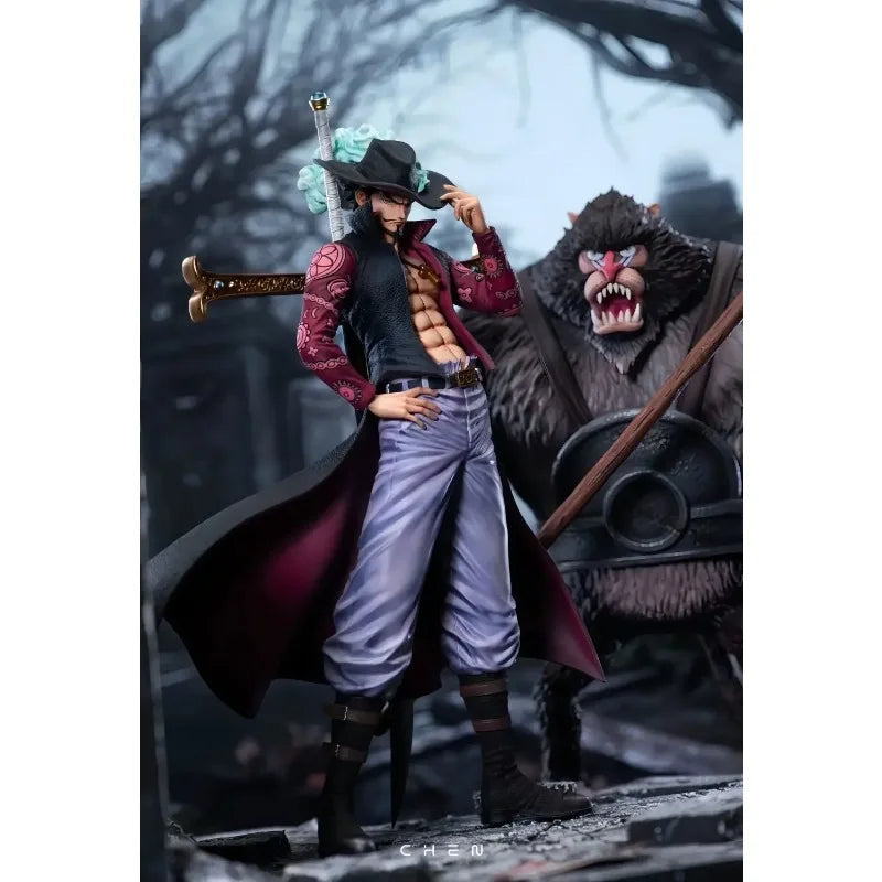 New 28cm ONE PIECE Anime Figures Dracule Mihawk Figures Eagle Eye Display PVC Model Statue Collectible Decoration Boys Toy Gifts