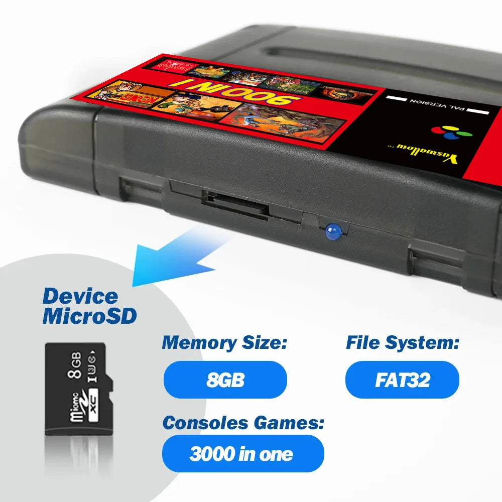 SUMMER FLASF 900 in 1 SFC Card With 8GB TF Card Game Card For Nintendo SNES SFC Game Console With TF Card