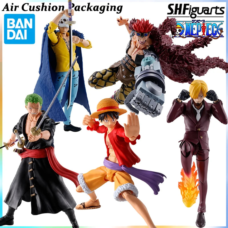 Bandai Genuine S.H.F Series One Piece Onigashima Raid Luffy Sanji Zoro Magical Anime Power of The Devil Action Figures Model Toy