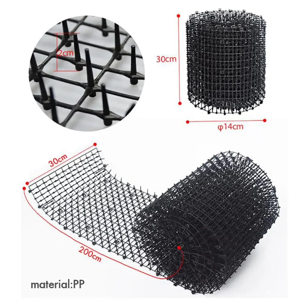 2M Garden Cat Scat Repellent Mat Prickle Strips Anti Cat Net Spike Deterrent Keep Cat Dog Away Digging Climbing Pets Supplies