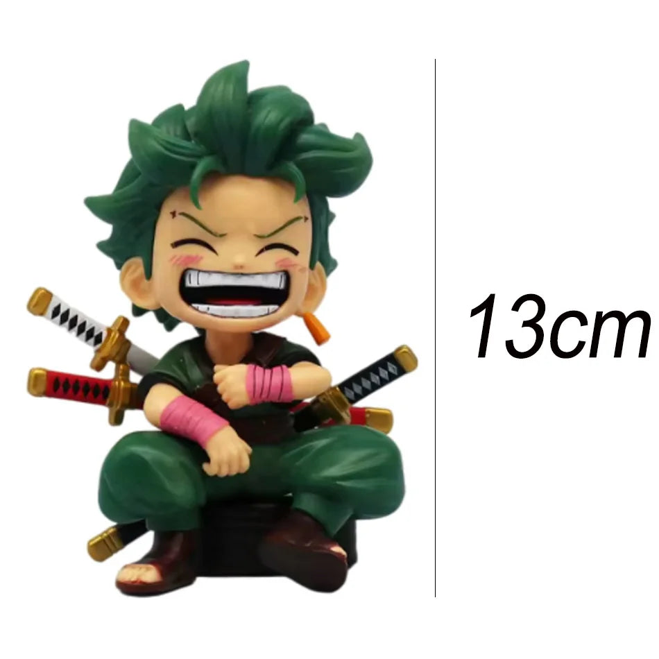 One Piece Handheld Luffy Solon Portgas·D· Ace Sitting Yamato Q-Version Trendy Play Cartoon Anime Car Ornament Peripheral Gifts
