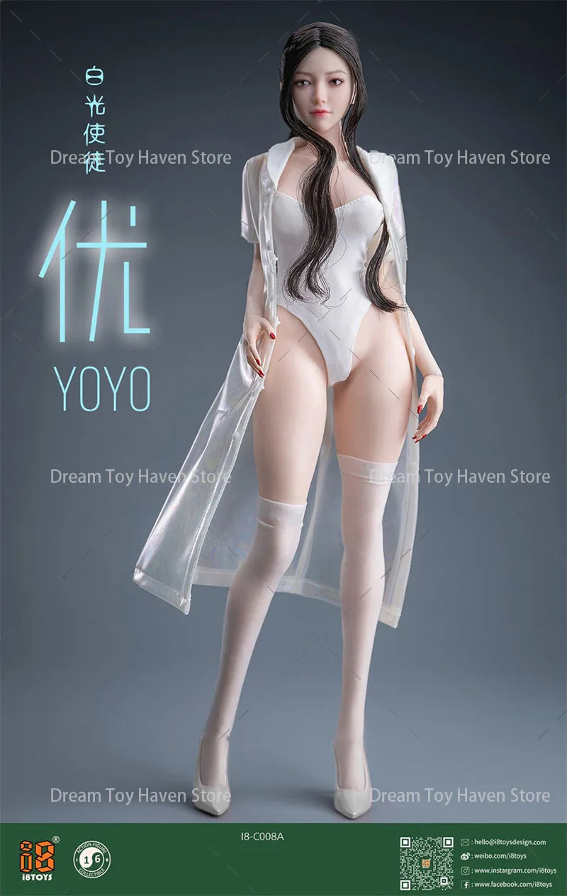 1/6 Scale Female Soldier YOYO Charming Crystal Clear Moveable Eyeball Head Sculpt Clothes Set Fit 12Inch Action Figure Body