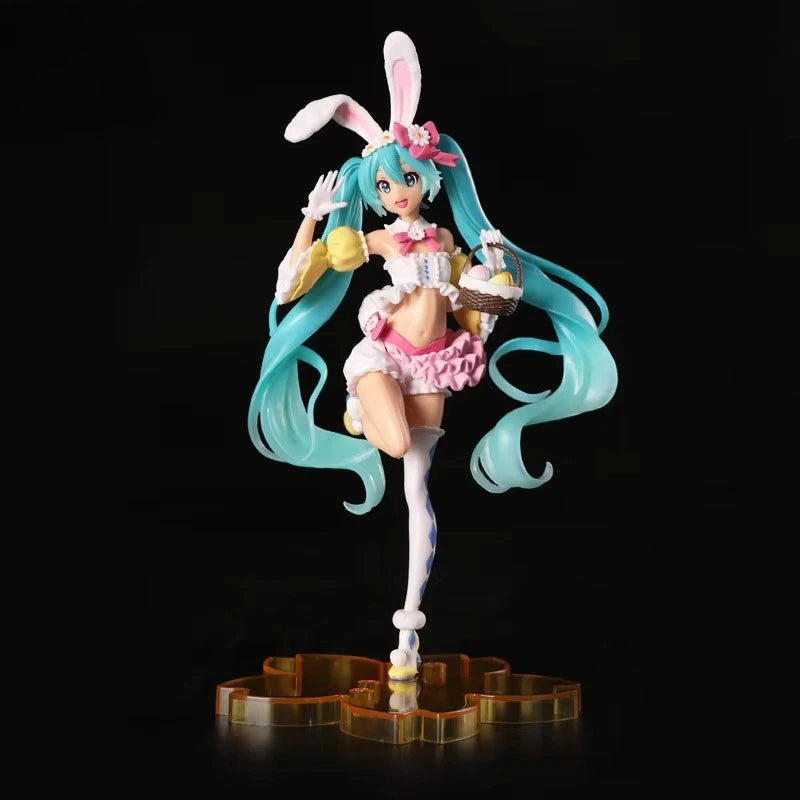 23CM Hatsune Miku Anime Figure Kawaii Pvc Model Doll Action Figurals Rabbit ears Collect ornaments Christmas Toys gifts