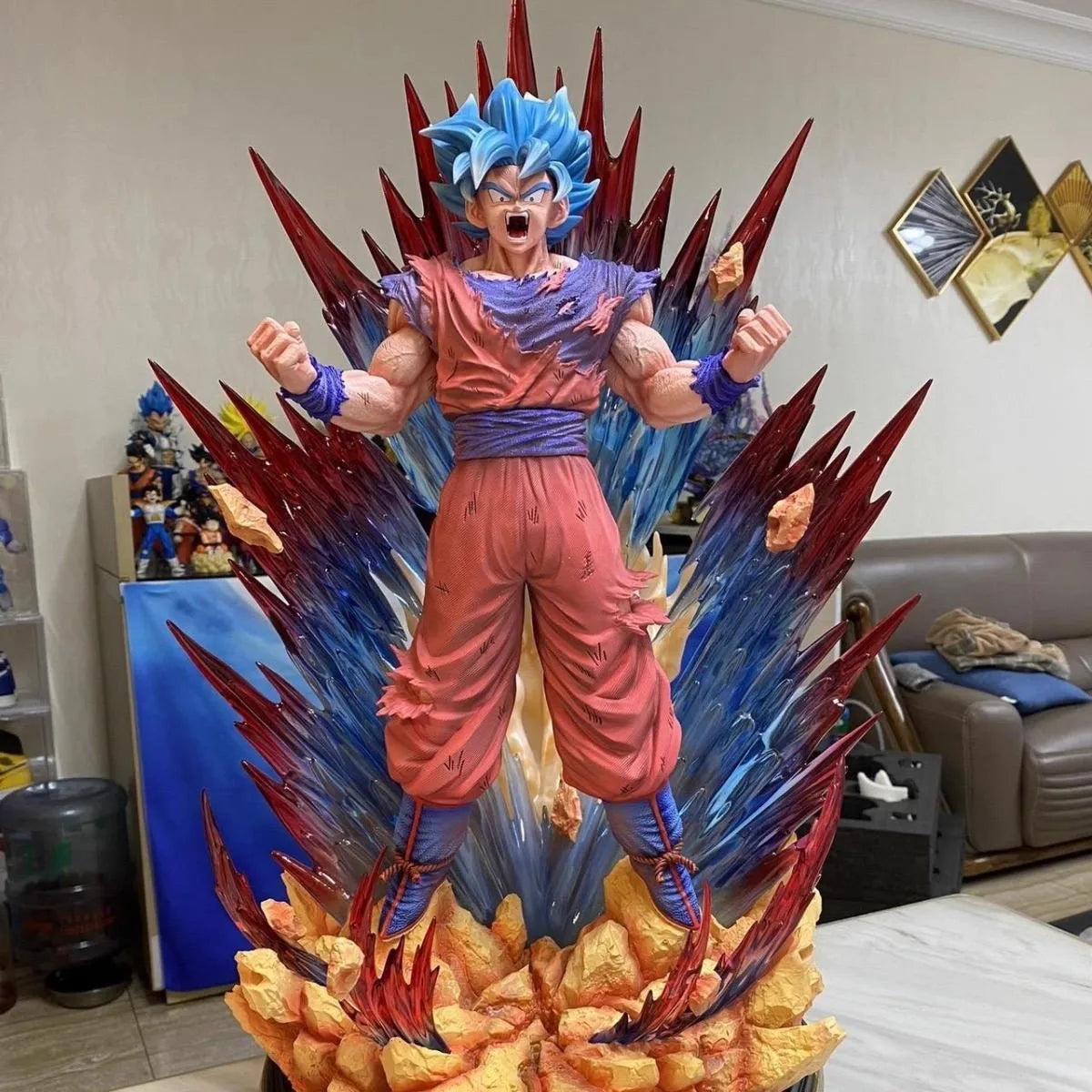 45cm Dragon Ball Goku Super Saiyan God Super Saiyan Anime Figure Model Statue Boys Collection Desktop Decoration Ornament Toys