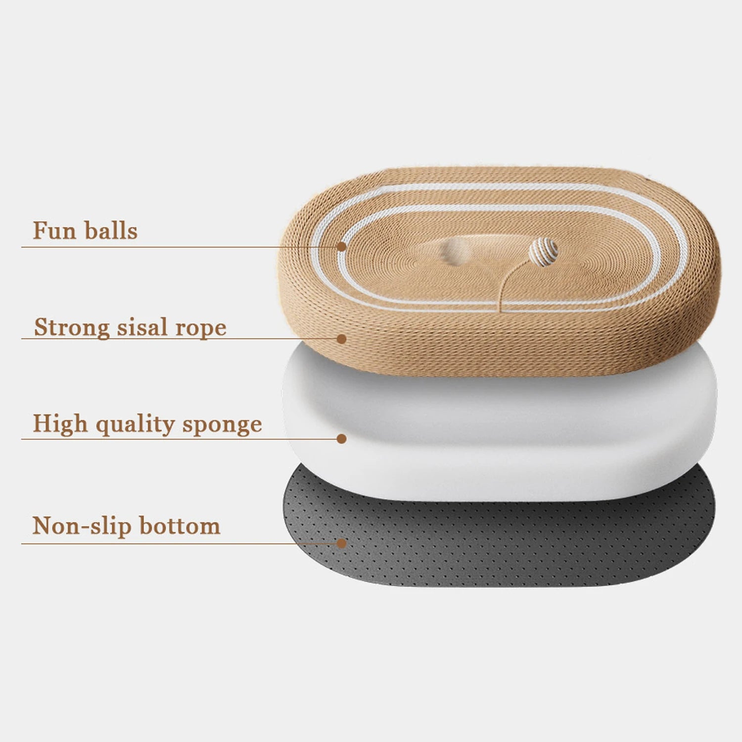 Cat Scratching Bed, Oval Cat Scratching Mat, 25inch Extra Large Cat Scratching Bed, Indoor Cat Scratching Board, Durable Sisal Cat Scratching Bed Sofa, Beige