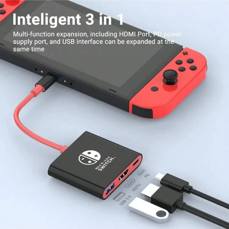 Switch Dock HDMI 4K USB 3.0 Hub Adapter USB C Splitter TV Portable Docking Station for Nintendo Laptops PC iPad MacBook Air Pro