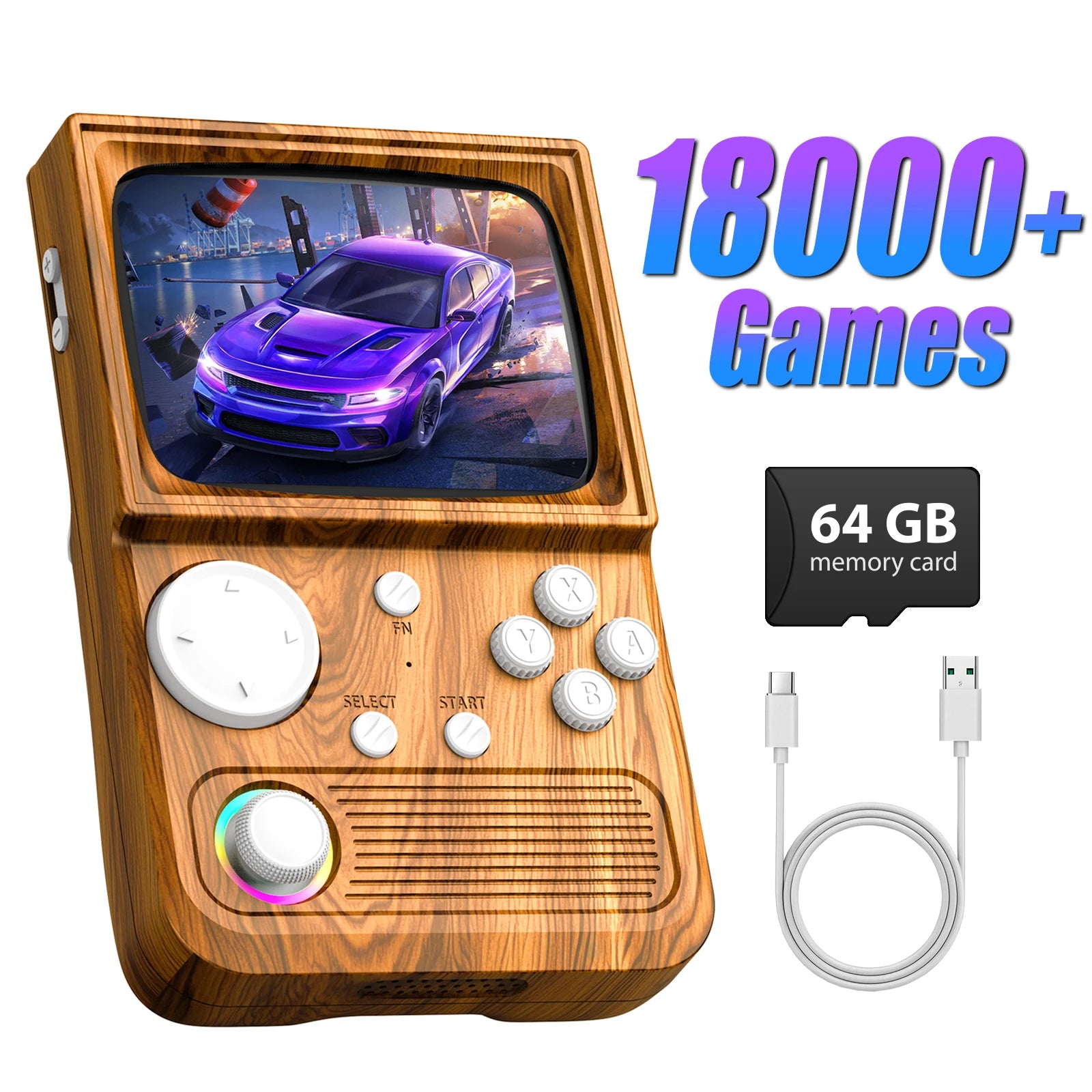 R36T Retro TV Handheld Game Console EmuEMEC System 18000+Game 3.5'' IPS Screen Wi-Fi Multiplayer Portable Pocket Video Console