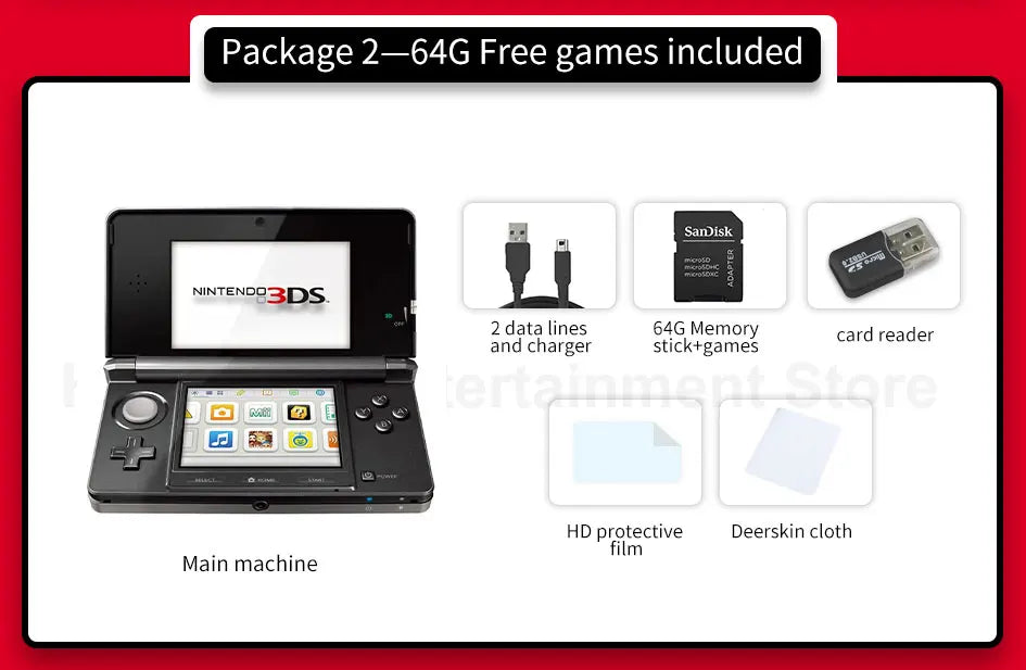 Original 3DS 3DSXL 3DSLL Spielkonsole Handheld-Spielkonsole Kostenlose Spiele für Nintendo 3DS Tragen Sie 128 GB mit Tausenden von Spielen