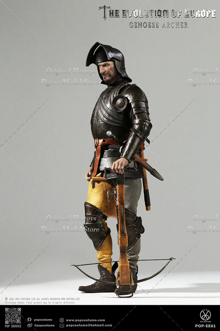 POP COSTUME EE01 1/6 Male Soldier Europa Universalis French Mercenary Genoa Crossbowman Captain Full Set 12'' Action Figure Doll