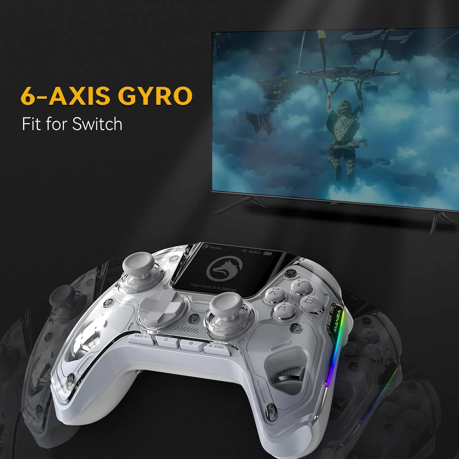 Mamba One V2 Wireless Controller 2-inch Screen Hall Effect Stick Gaming RGB Light With Charging Dock For Switch/PC/iOS/Android