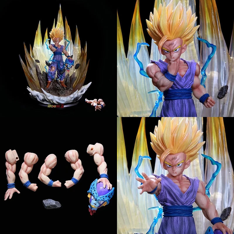 Anime Dragon Ball Son Gohan Figure Super Saiyan Figurine Gohan Gk 42CM with Light PVC Action Figures Collection Model Toys Gifts