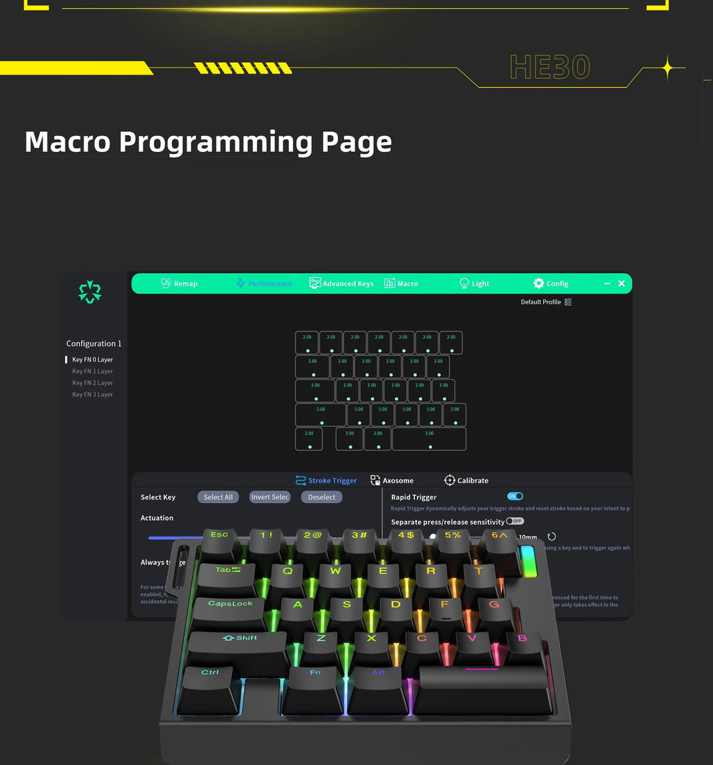 HE30 Mechanical Keyboard One-handed 29 keys Magnetic Switch Smart Speed Quick Trigger E-sports Gamer Gaming Keyboard