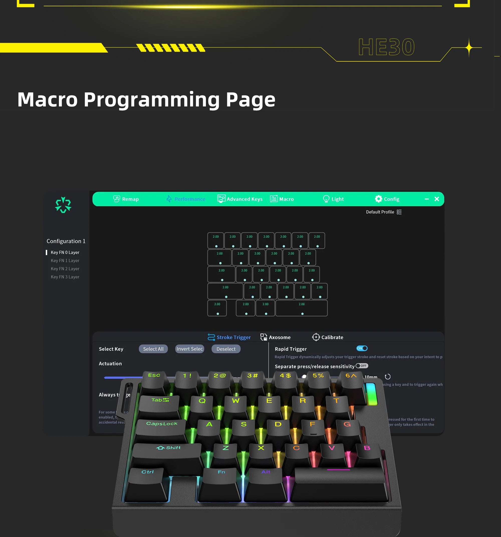 HE30 Mechanical Keyboard One-handed 29 keys Magnetic Switch Smart Speed Quick Trigger E-sports Gamer Gaming Keyboard