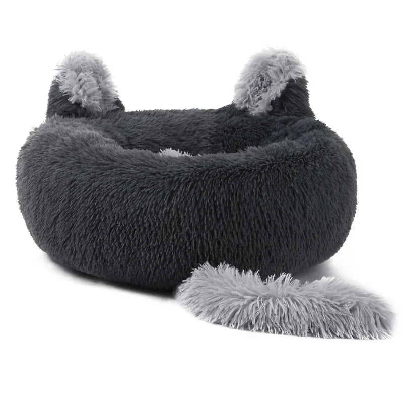 Cartoon Cat Bed Pet Nest Super Soft Warm Round Pet for Bed Semi Enclosed Dog and Cat House 2 in 1 Sleeping Bag Cat Princess Bed