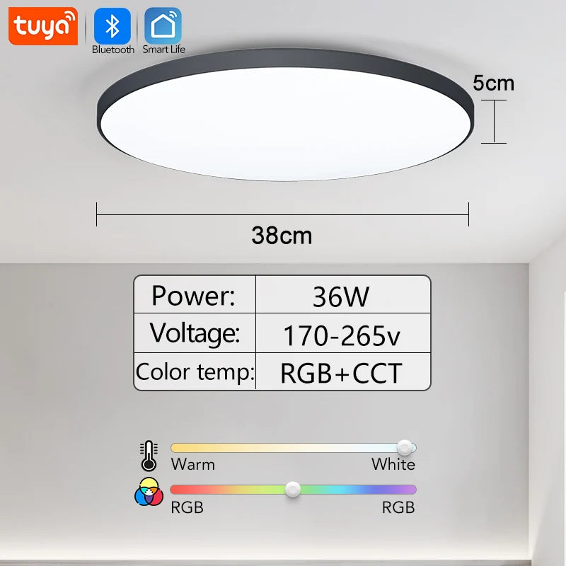 MARPOU RGB Smart Lamp 30W 36W Led Ceiling Light With Tuya APP Dimmable Remote control Ultrathin led lights for room Bedroom