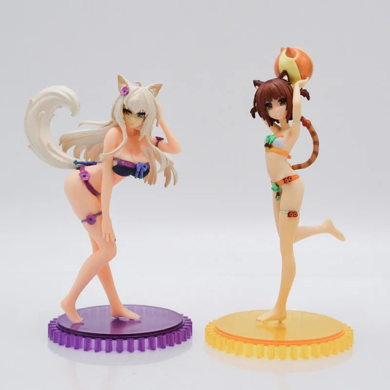 14cm S-style Nekopara Azuki Anime Figure Nekopara Coconut Swimsuit Action Figure Chocola/Vanilla Figurine Adult Model Doll Toys