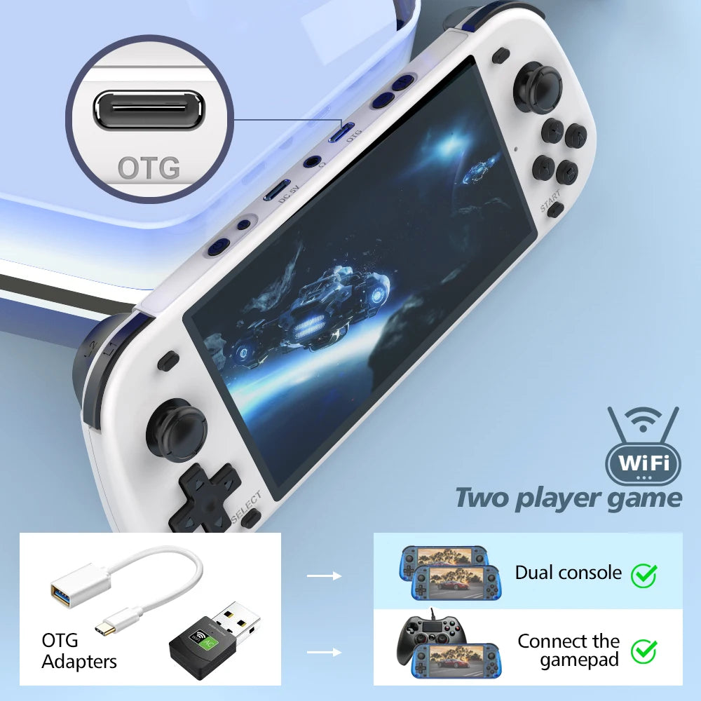 R50S Retro Games Console  128G 5.1inch IPS Screen Two-player Online Game PSP/PS1 Portable Console Game Boys Gifts