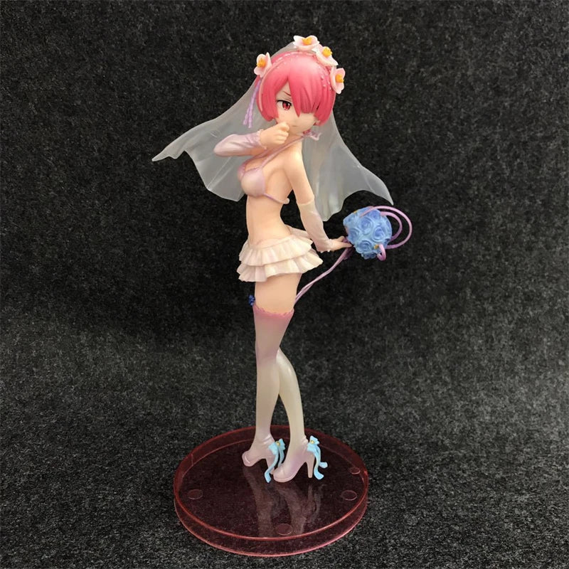 Re:Zero Starting Life In Another World Rem & Ram Bridal Dress Standing Pose Version Anime Figure Model Statue Collection Toy