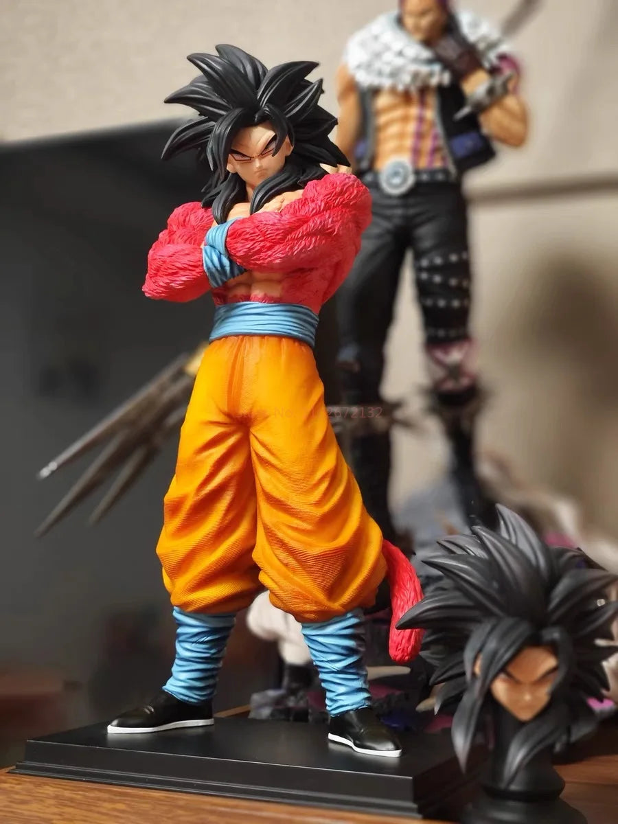 Jt 32cm Dragon Ball Z Double Heads Super Saiyan Son Goku Planb Figure Ssj4 Pvc Model Statue Dolls Collections Decor Toys Gifts