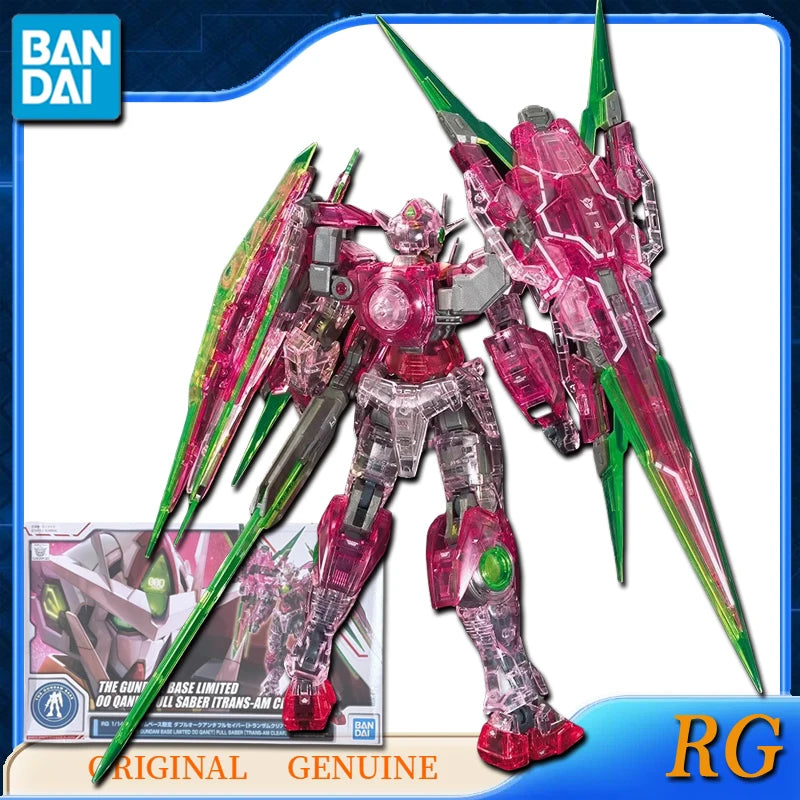 Bandai Original RG THE GUNDAM BASE LIMITED 00 QAN[T] FULL SABER CLEAR COLOR TRANS-AM CLEAR Action Figures Toys Boys Gift Model