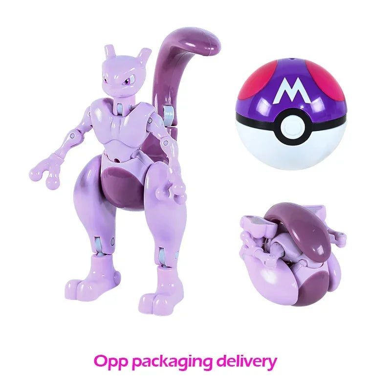 Pokemon Action Figure Transformer Doll Pokeball Figurine Poke Ball Deform Pikachu Greninja Lucario Mew Snorlax Lapras Kids Toy