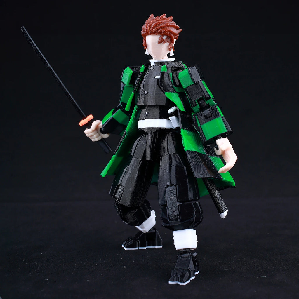 9L 3D-gedruckter Tanjiro Kamado Demon Slayer Lucky T13 Dummy 13 bewegliche Shapeshift-Actionfiguren Schaufensterpuppenspielzeug für Anime-Fans