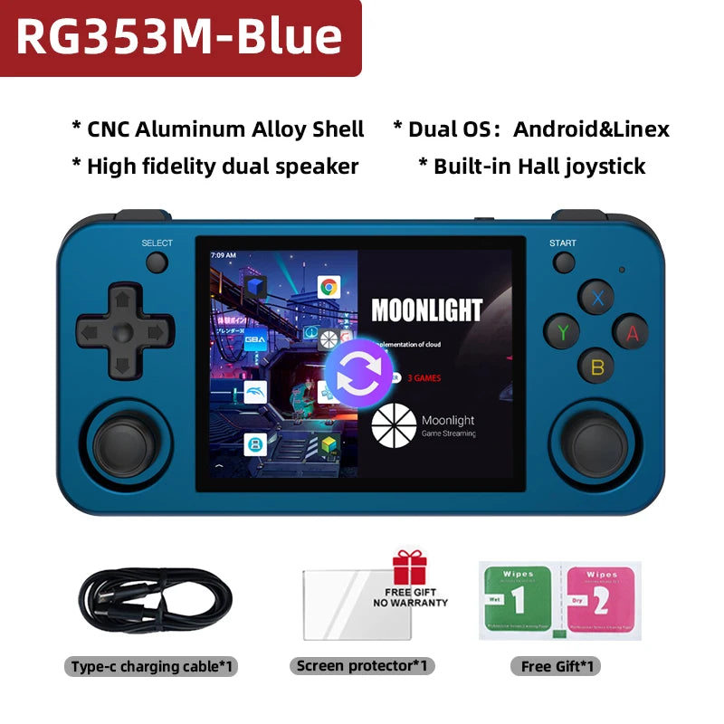 ANBERNIC RG353M Handheld Game Console 3.5 Inch Multi-touch Screen Dual OS Aluminum Alloy Shell HDMI-compatible WIFI Video Player
