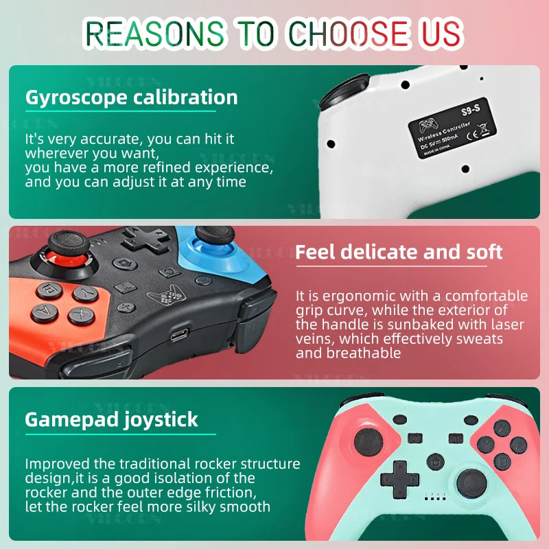 Wireless Gamepad Bluetooth Controller Compatible with Switch/Switch Oled/Switch Lite for PC Control Android/IOS Phone