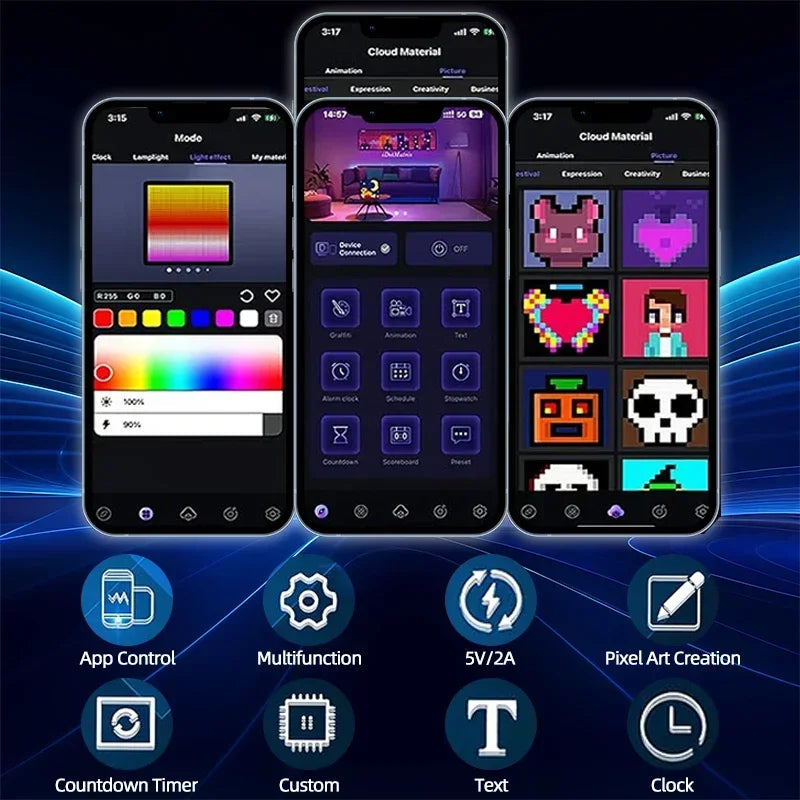 Smart LED Matrix Pixel Display RGB DIY Graffiti Bluetooth App Control Art Display Für Gaming Zimmer Dekor Cool Animation Rahmen 
