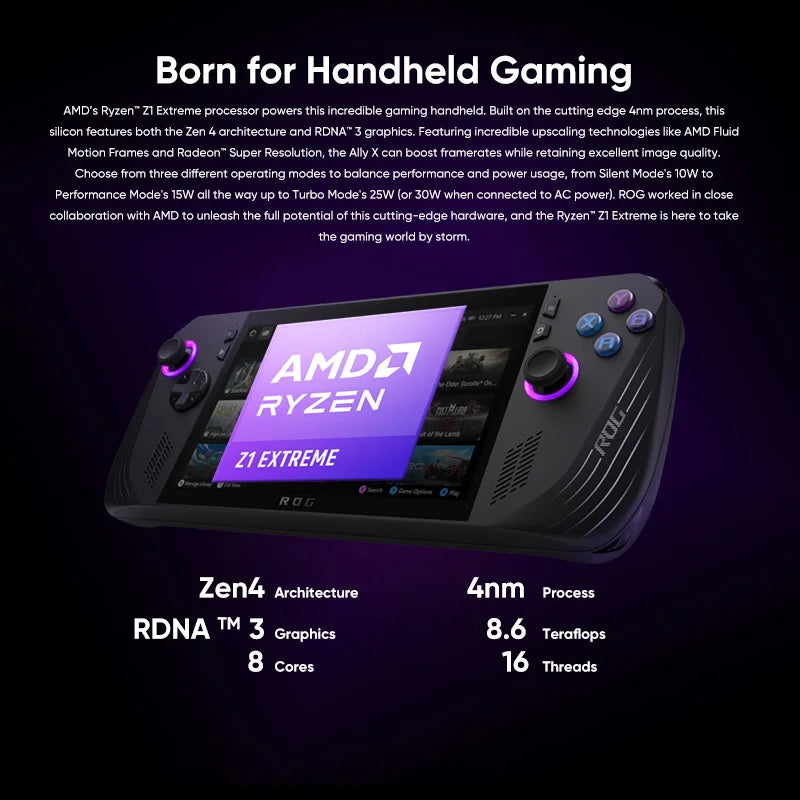 ASUS ROG Ally X 7" FHD IPS 120Hz Gaming Handheld AMD Ryzen Z1 Extreme Processor Dolby Atmos Home Game Console