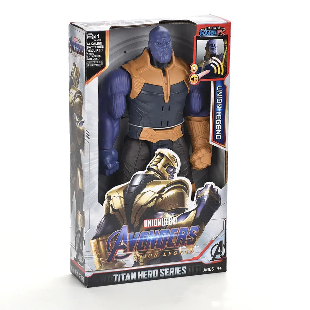 30cm Marvel Avengers Toy Thanos Hulk Spiderman Iron Man Captain America Thor Black Panther With Sound And Light Action Toy Gifts