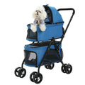 Double Pet Cart for Small Dogs or Cats Lightweight foldable double stroller for dogs with removable harnesses