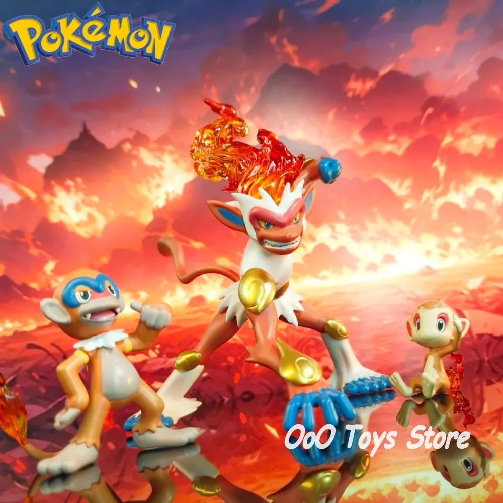 Anime Pokemon Figure Emperor Infernape Evolutionary Group Action Figures Pvc Collection Model Toys for Children Gifts 10cm