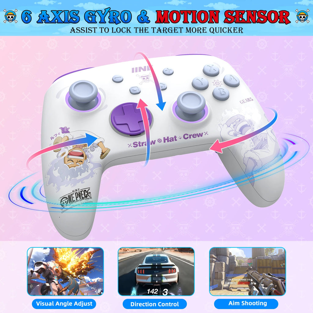 IINE Cartoon Design Wireless Pro Controller Wake up Macro Turbo Function RGB Lihting Compatible with Nitendo Switch