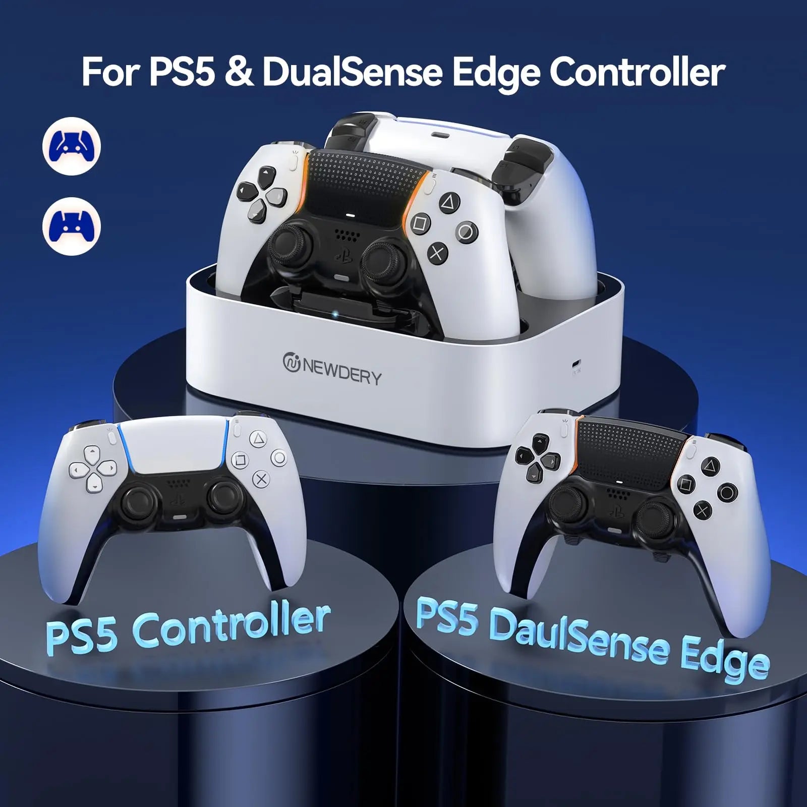 PS5 Controller-Ladestation für Playstation 5 Dual für DualSense Edge Control Schnellladedockständer mit Kabel