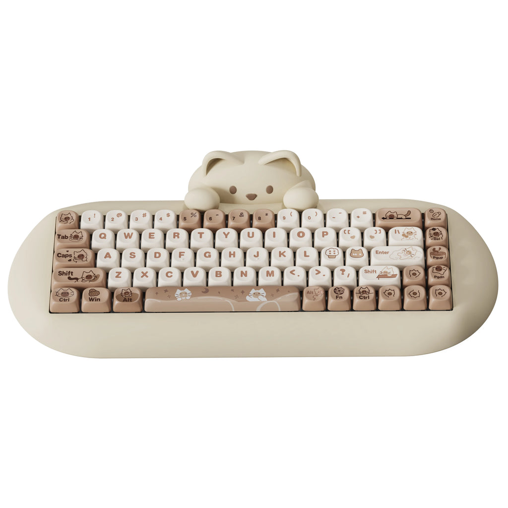 YUNZII C68 Pink 65% Hi-Fi Cute Cat Silicone Hot Swap NKRO  Ergonomic Wireless BT5.0/2.4G/Wired RGB Mechanical Gaming Keyboard