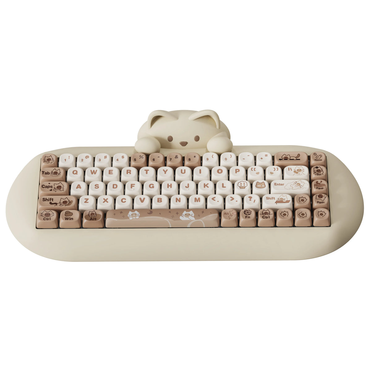 YUNZII C68 Pink 65% Hi-Fi Cute Cat Silicone Hot Swap NKRO  Ergonomic Wireless BT5.0/2.4G/Wired RGB Mechanical Gaming Keyboard