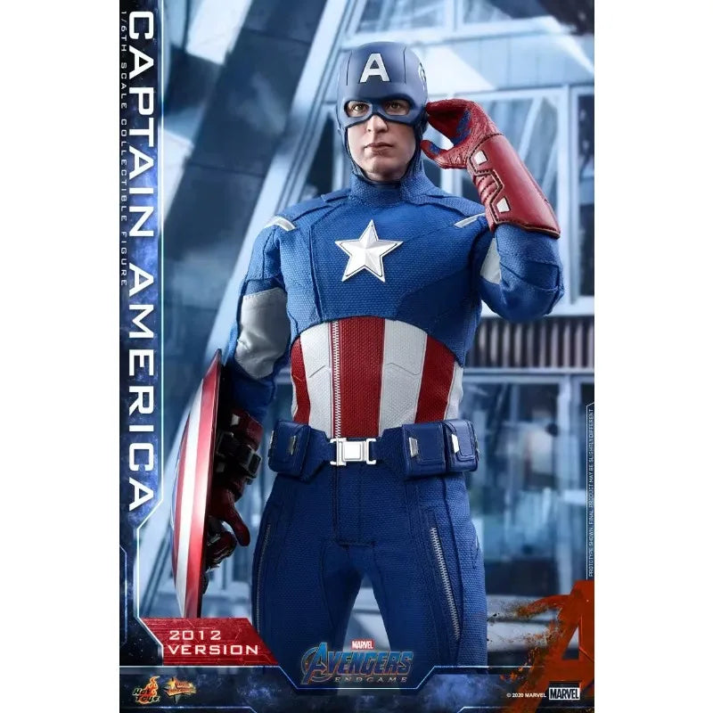 Original Hot Toys MARVEL AVENGERS ENDGAME Captain America 2012 Version Anime Figure Toys Model Collection