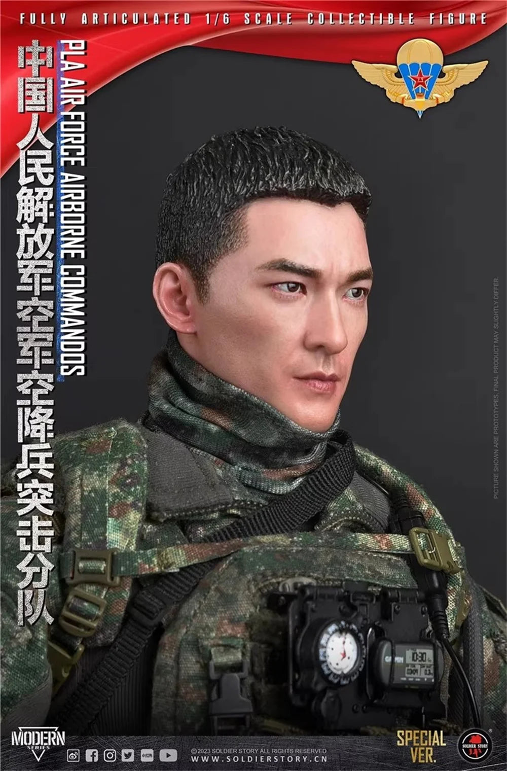 1/6 Soldierstory SS134 Asia Soldier Handsome Guy Man Head Sculpt Carving Knee Pad Elbow Sunglasses For 12" DAM COO Action Figure