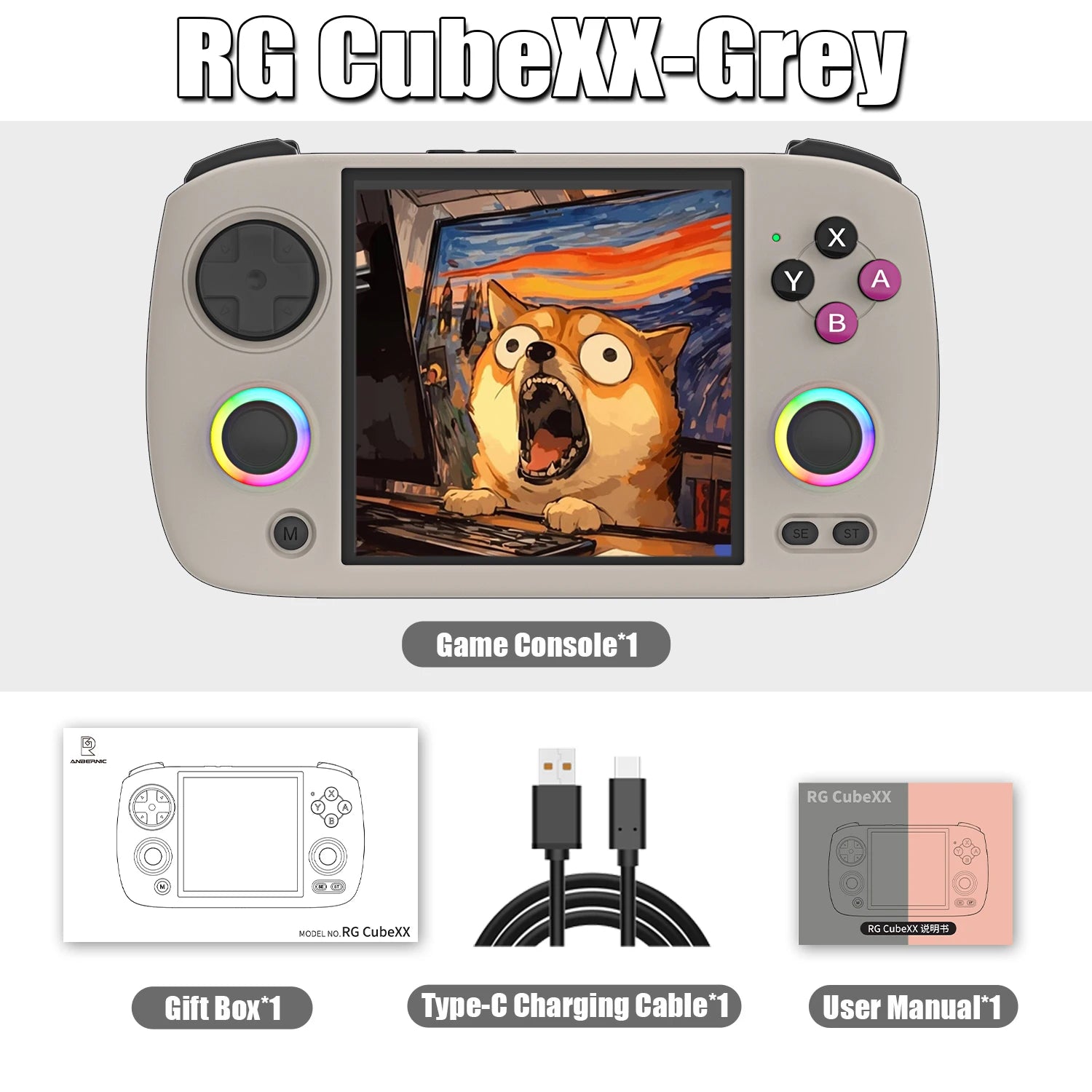ANBERNIC RG CubeXX Handheld Game Console 3.95 Inch IPS Screen 64 Bit Linux System Supports 5G WiFi Bluetooth and TV HD Output